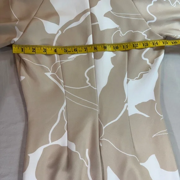 NWT Donna Karan New York Water Color  Print Midi Sheath Dress Floral Beige 2 - Picture 7 of 10